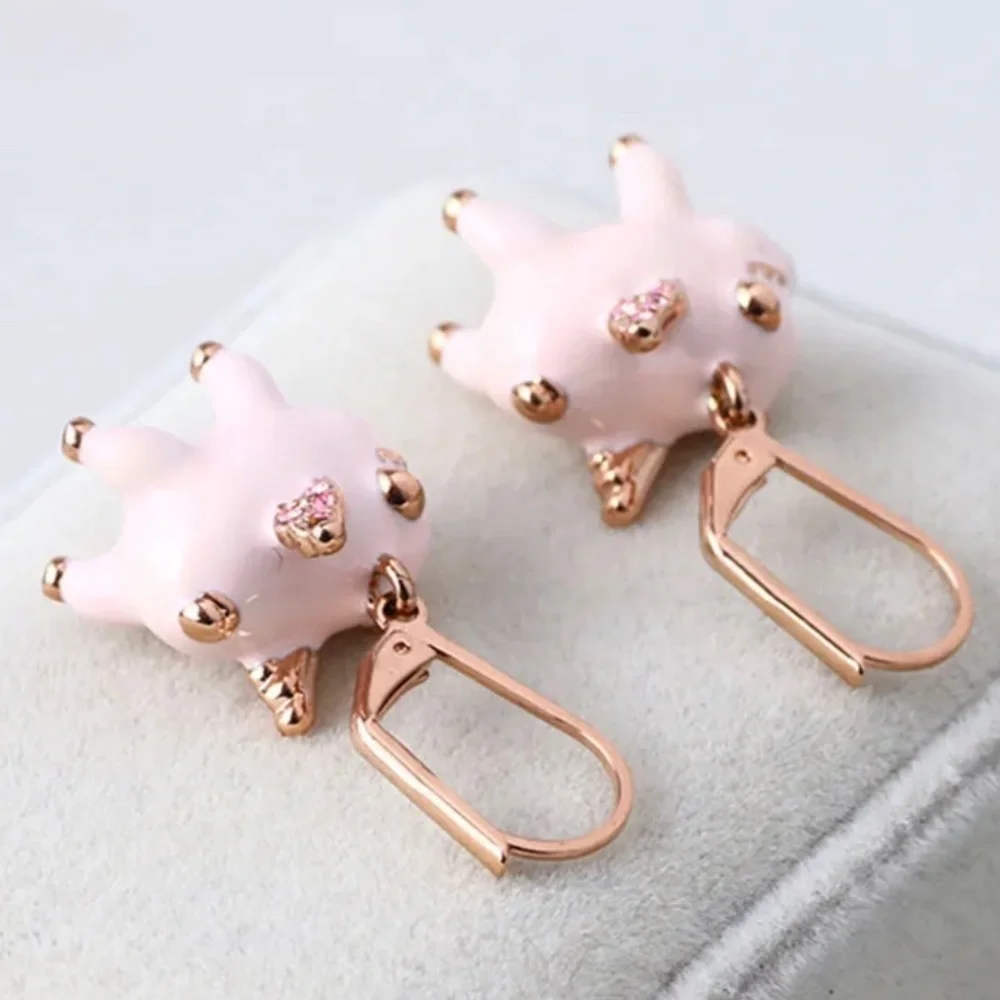 Spade Authentic Cute Fashion Drop Flying Pig Leverback Pink and Rose Gold